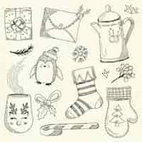 Free vector hand drawn christmas element collection