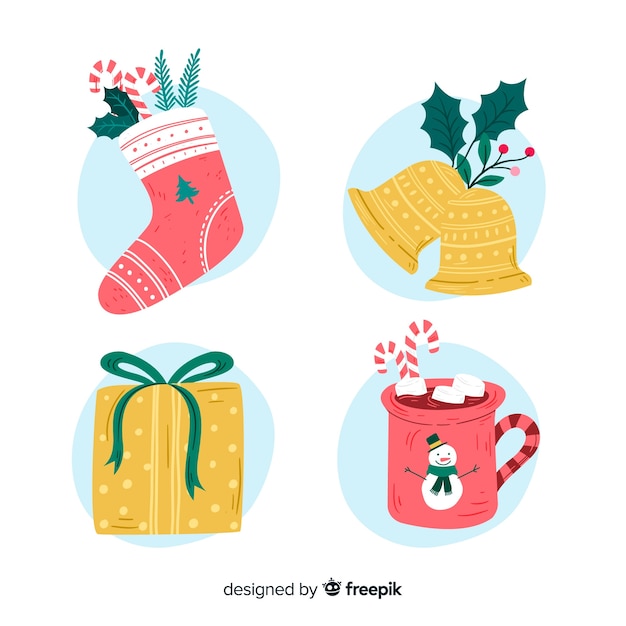 Free vector hand drawn christmas element collection