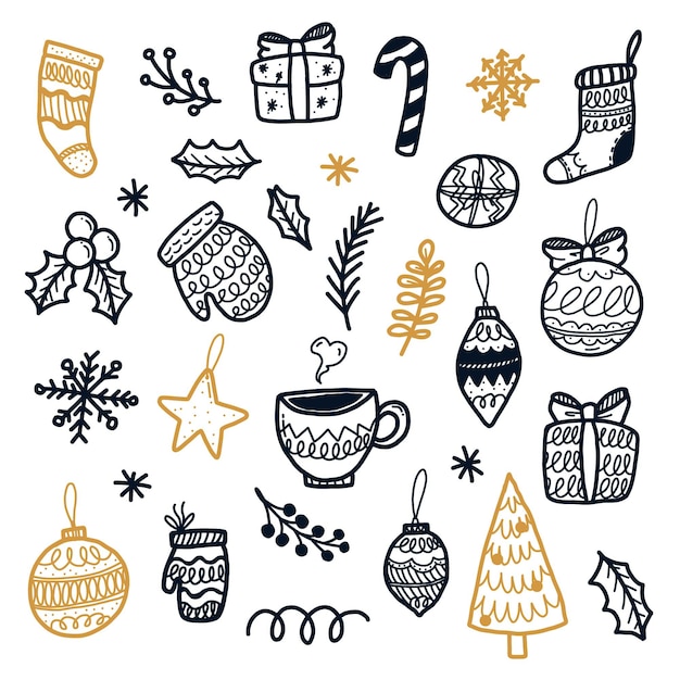 Free vector hand drawn christmas element collection