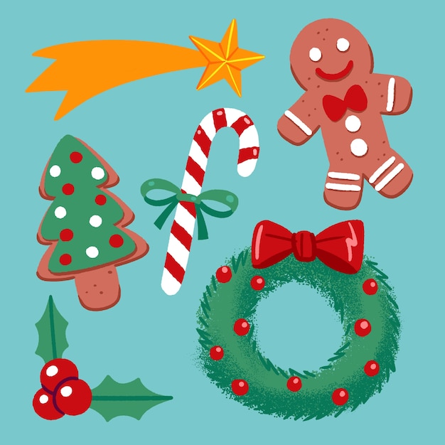 Free vector hand drawn christmas element collection