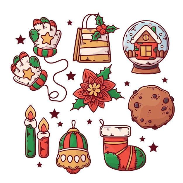 Free vector hand drawn christmas element collection