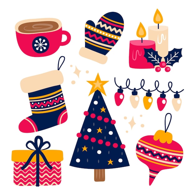 Free vector hand drawn christmas element collection