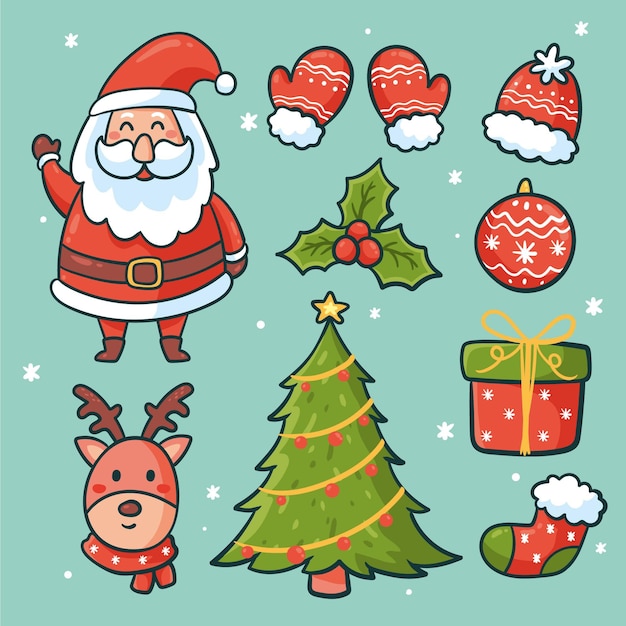 Free vector hand drawn christmas element collection