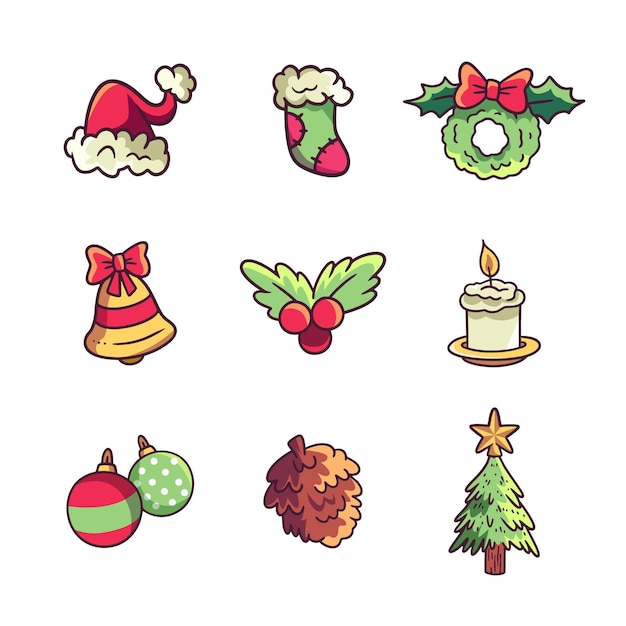 Free vector hand drawn christmas element collection