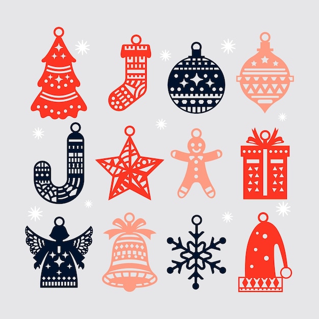 Hand drawn christmas element collection