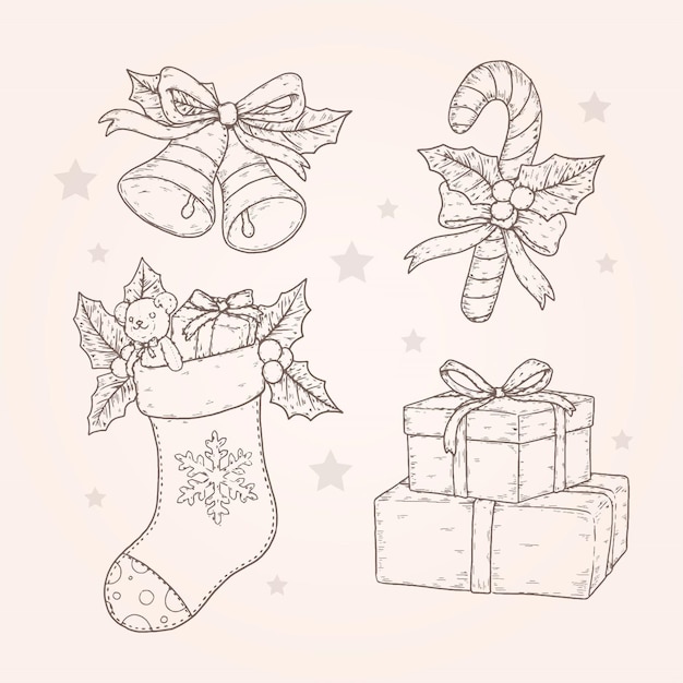 Free vector hand drawn christmas element collection