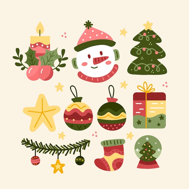 Free vector hand drawn christmas element collection