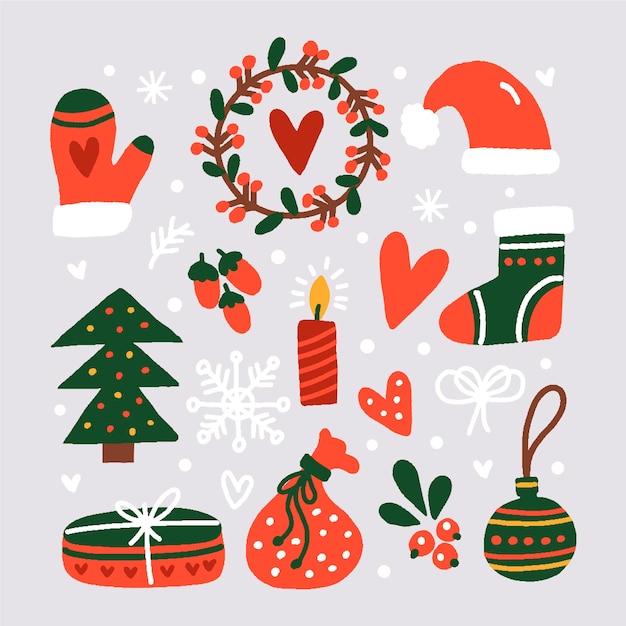 Free vector hand drawn christmas element collection