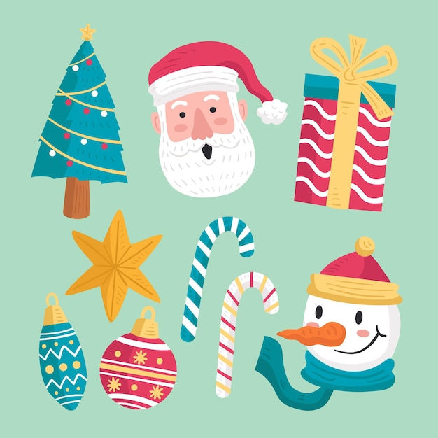 Free vector hand drawn christmas element collection