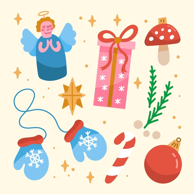 Free vector hand drawn christmas element collection