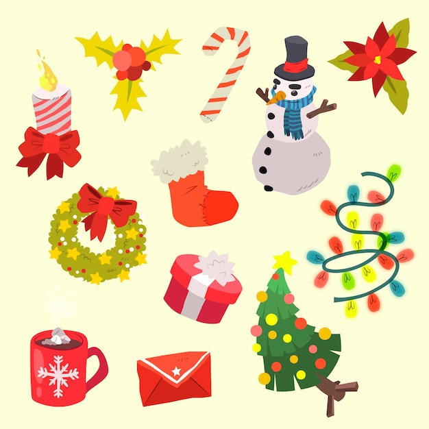 Free vector hand drawn christmas element collection