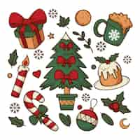 Free vector hand drawn christmas element collection