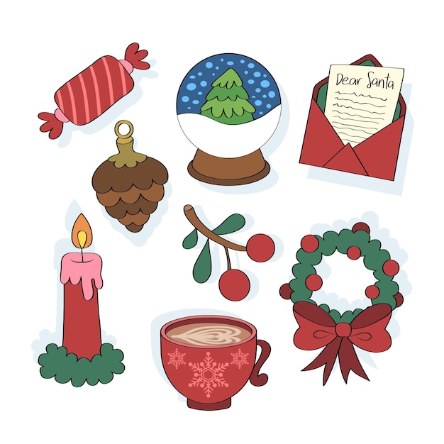 Free vector hand drawn christmas element collection