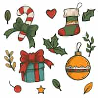 Free vector hand drawn christmas element collection