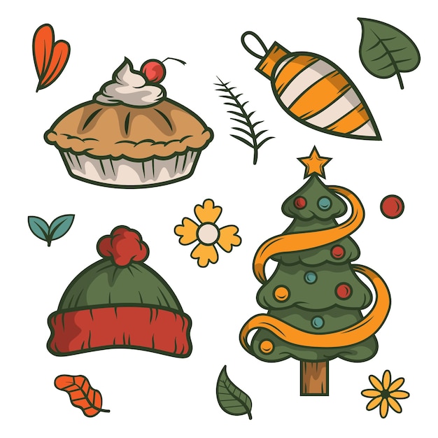 Free vector hand drawn christmas element collection