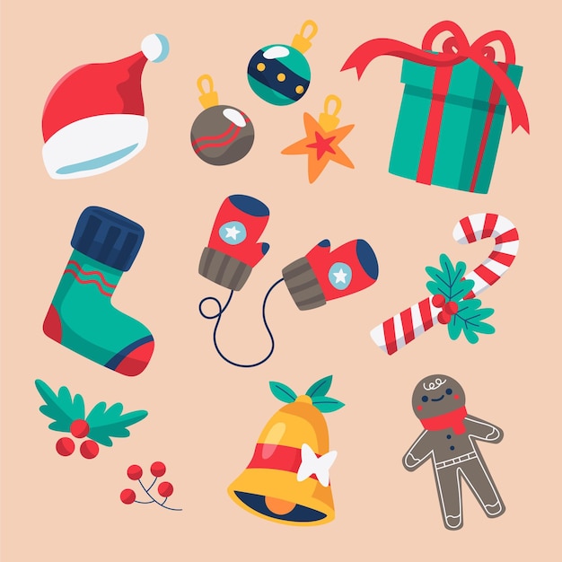 Free vector hand drawn christmas element collection