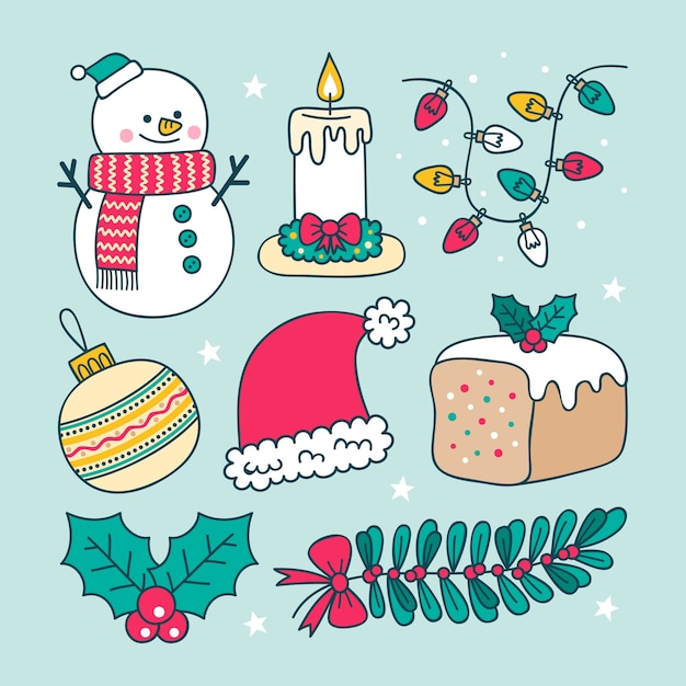 Free vector hand drawn christmas element collection
