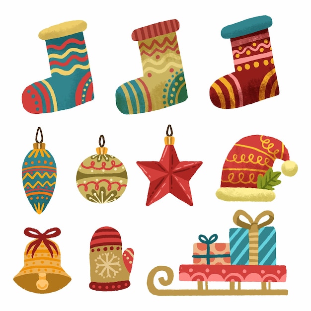 Free vector hand drawn christmas element collection