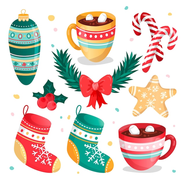 Hand drawn christmas element collection