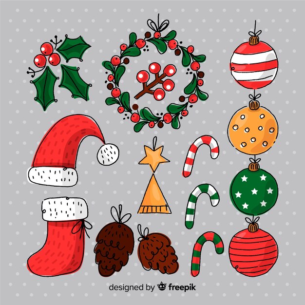 Hand drawn christmas element pack