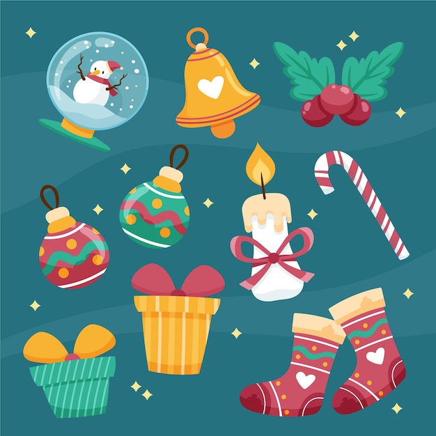 Free vector hand drawn christmas element set