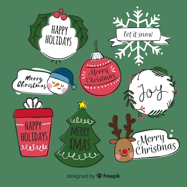 Hand drawn christmas elements collection