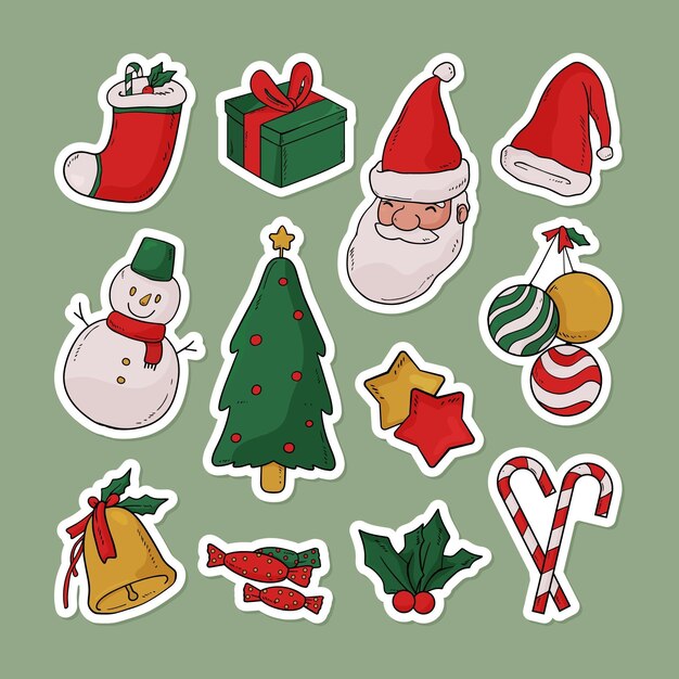 Hand drawn christmas elements collection