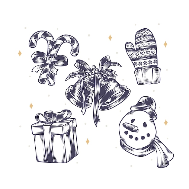 Hand drawn christmas elements collection