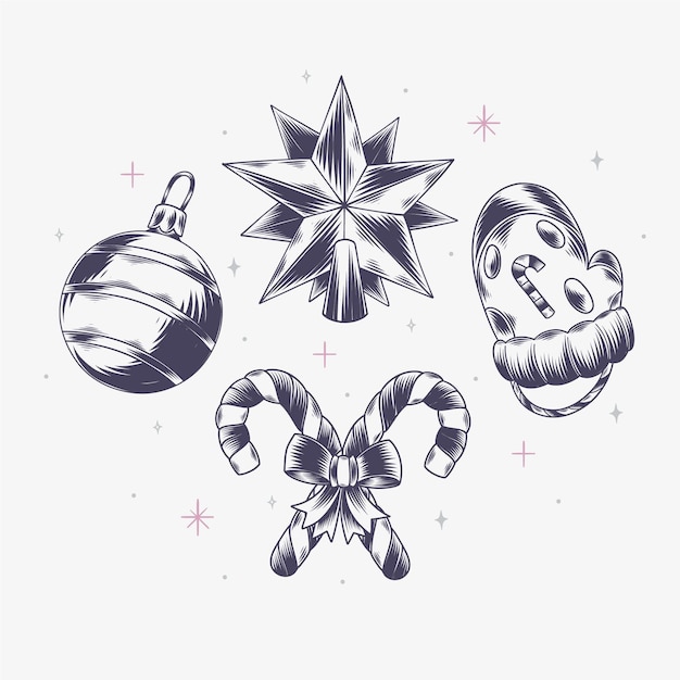 Hand drawn christmas elements collection