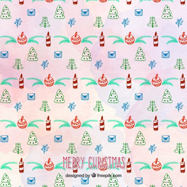 Free Vector hand drawn christmas elements pattern 