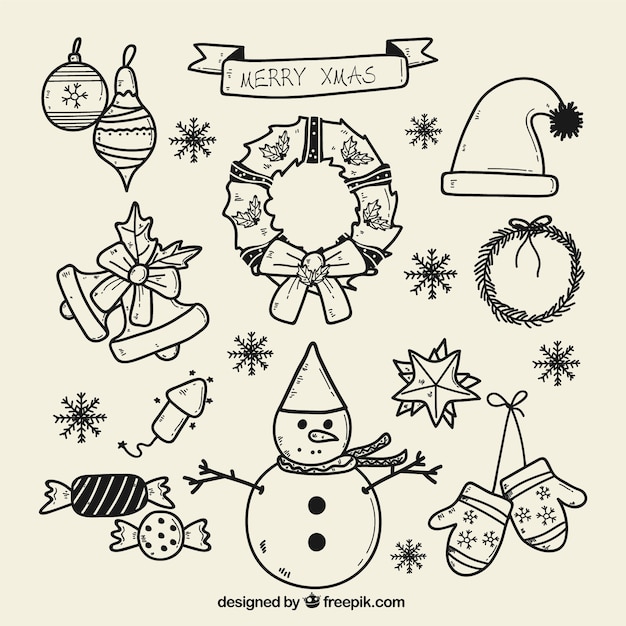 Free vector hand drawn christmas elements set