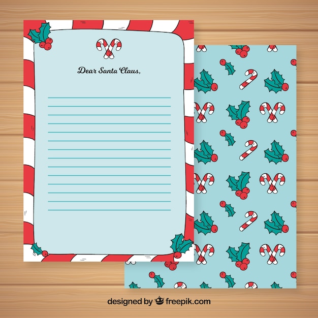 Hand drawn christmas envelope and letter design