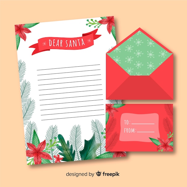 Free vector hand drawn christmas envelope and letter design