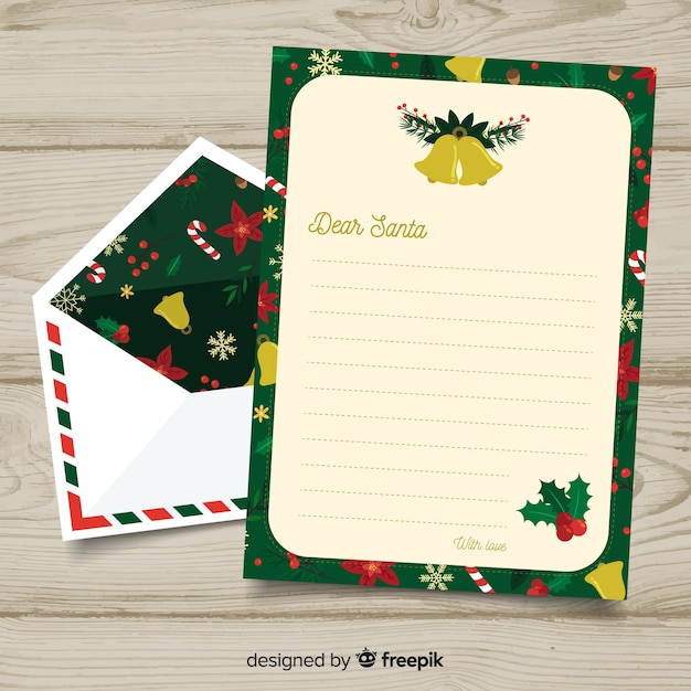 Hand drawn christmas envelope and letter