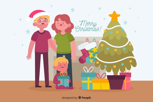 Disegnata a mano natale famiglia