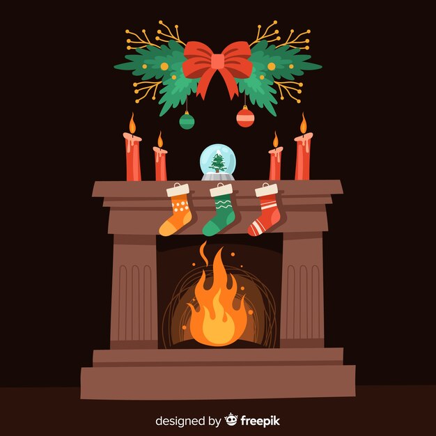 Free Hand Drawn Christmas Fireplace Scene Svg Dxf Eps Png New