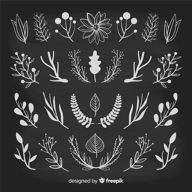 Free vector hand drawn christmas flower & wreath collection