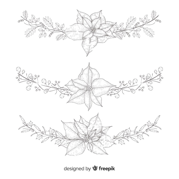 Hand drawn christmas flower & wreath collection