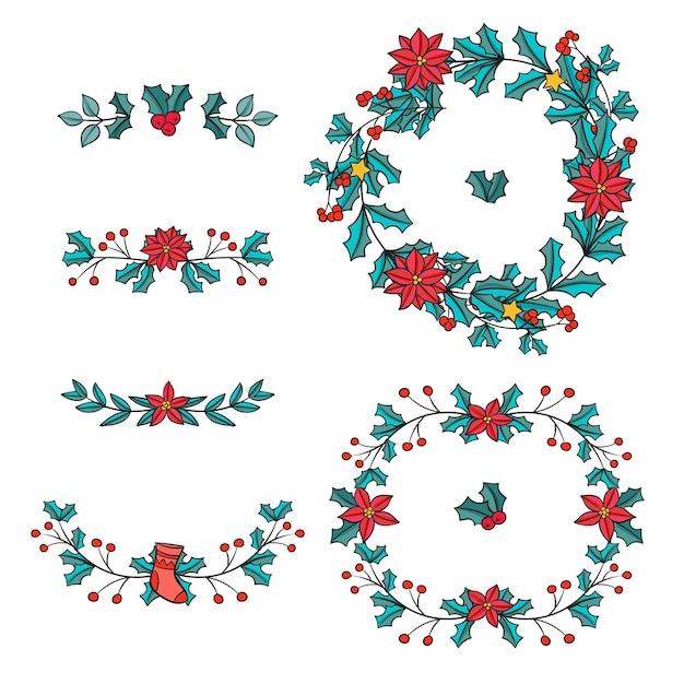 Free vector hand drawn christmas frames and borders collection