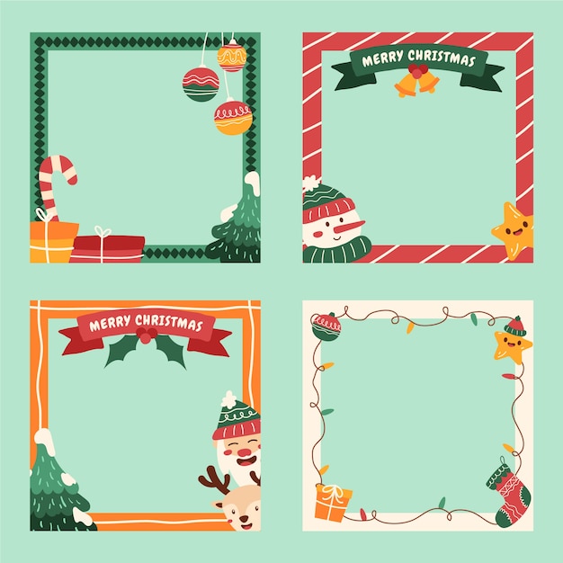 Free vector hand drawn christmas frames and borders collection