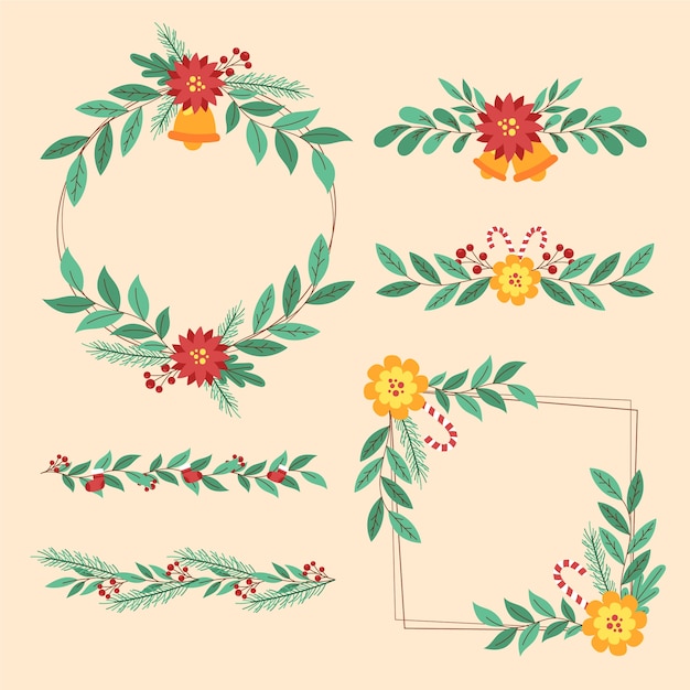 Free vector hand drawn christmas frames and borders collection
