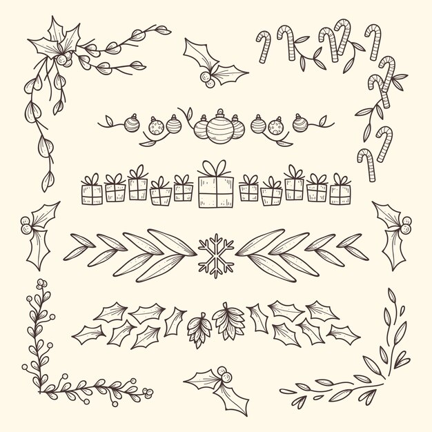 Hand drawn christmas frames and borders