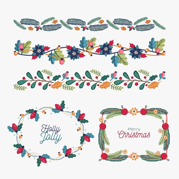 Hand drawn christmas frames and borders