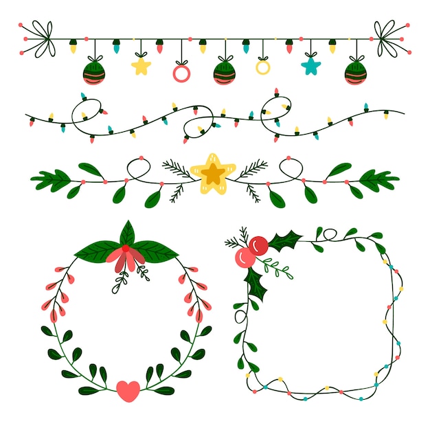 Free vector hand drawn christmas frames and borders