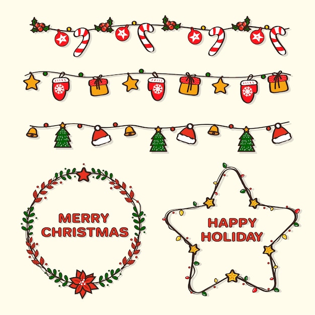 Free vector hand drawn christmas frames and borders