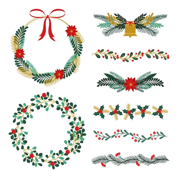 手描きのクリスマスフレームとボーダー
