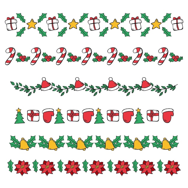 Free vector hand drawn christmas frames and borders