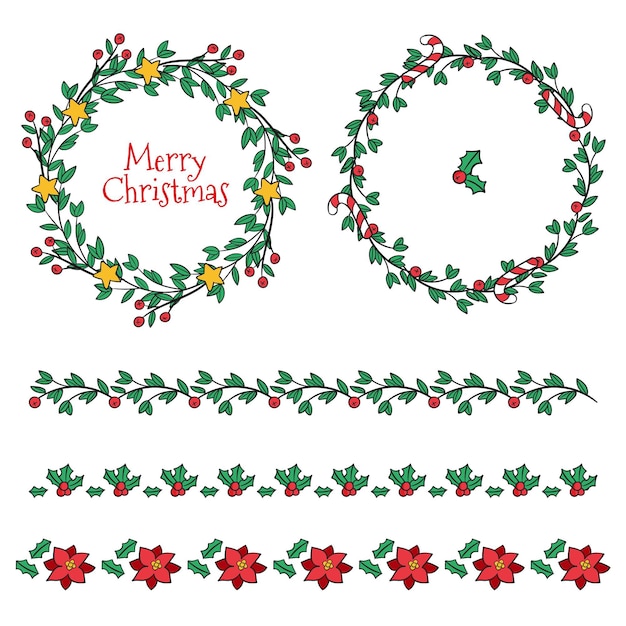 Free vector hand drawn christmas frames and borders