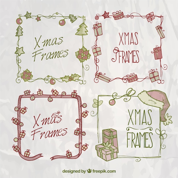 Free vector hand drawn christmas frames pack