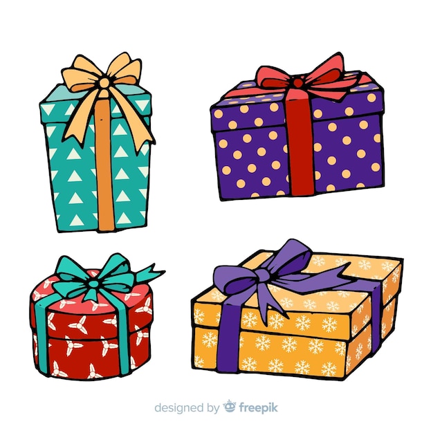 Free vector hand drawn christmas gift collection